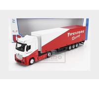 Bburago Street Fire Haulers with Trailer Die-Cast Truck - M-B ACTROS GIGASPACE FALKEN - Échelle 1:43 - Jouet de Collection