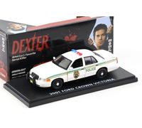 1:43 Greenlight 2001 Ford Crown Victoria Miami Metro Police DEXTER Blanc