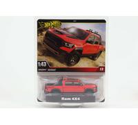 1:43 Hot Wheels Premium 2024 Réal Riders Ram 4x4 Pickup Rouge Noir