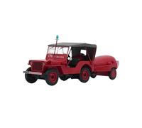 1:43 pour Willys Jeep Remorque Pompe Camion De Pompiers Français Modèle Voiture en Alliage Souvenir Collection Affichage Voiture Miniature De Collection