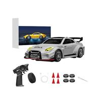 1:43 Voiture RC Drift Entièrement Proportionnelle 2,4 GHz avec Gyroscope, Voiture RC 4 Roues Motrices en Alliage d'Aluminium avec Vitesse et Éclairage Réglables, Cadeau pour les Amateurs de Véhicules
