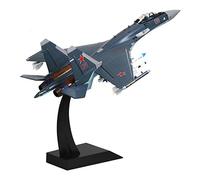 1 48 Fit for Air Force Marine Corps Su-35 Fighter Aircraft Model with Base Adult Toy Collection Kit de Jeu de Passe-Temps(A)