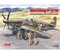 ICM- Américain 48125 - Mustang P-51B avec Pilotes USAAF et Personnel au Sol, ICM48125, Coleurs Assorties, Centre