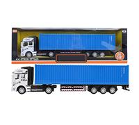 1: 48 jouet modèle de camion de conteneur en alliage Collection de modèles de voitures en haute simulation jouet modèle de remorque de véhicule pour la décoration de la maison des enfants(Bleu)