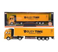 1: 48 Jouet modèle de Camion de conteneur en Alliage Collection de modèles de Voitures en Haute Simulation Jouet modèle de remorque de véhicule pour la décoration de la Maison des Enfants(Jaune)