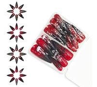 1. 48 Pièces De Faux Ongles À Pression Florale En Toile D'araignée Dessins D'automne Et D'hiver Pour Usage Quotidien Et De Fête Faux Ongles Rouge Vin