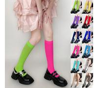1/5/10/15 paires de chaussettes hautes pour femmes, couleur unie, haute élasticité 120D, printemps/été, Y2k, confortable Blanc,jaune,kaki,noir,rose,gris,rouge,Marine,Orange,vert,rose rouge,Bleu royal,