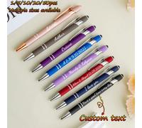 1/5/10/20/30/50 pièces Stylo à bille personnalisé avec texte/logo, corps en aluminium métallique, revêtement par pulvérisation, stylo à bille tactile pour écran tactile, stylo à bille de luxe rayé per