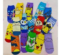 1/5/10 paires aléatoires de chaussettes de cheville respirantes et mignonnes Pikachu Evoli de dessin animé Pokemon pour femmes, convenant pour le port quotidien 10 paires aléatoires,5 paires emballées