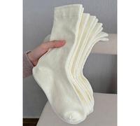 1/5/10 paires de chaussettes de confinement pour femmes, blanches, à large ouverture, style simple et confortable, absorbantes et respirantes, mi-mollet, rentrée scolaire 39-42,36-39UnicoloreÉtoffe