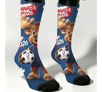 1/5/10 paires de chaussettes mi-mollet Trésor National du Canada Orignal Édition Commémorative Football 2026, impression numérique complète, bout noir, couleur contrastée, chaussettes longues pour fan