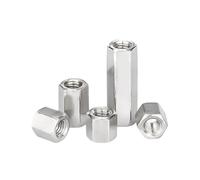 1/5 de pièce M3 M4 M5 M6 M8 M10 à M16 DIN6334 Tige d'extension hexagonale en acier inoxydable 304, écrou de raccordement, joint tubulaire(2pcs M6xS10,15mm)