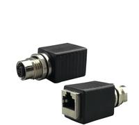 1/5 ensembles M12 4P D type 8 broches A type X vers connecteur RJ45 adaptateur câble réseau vers prise M12 mâle et femelle(Female straight 8P X,1 PCS)