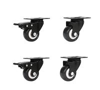 1.5 Inch Black Swivel Flat Casters Sofa Trolley Wheels Load-Bearing 50kg Furniture PU Castors 4Pcs Casters(2a2c)