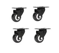 1.5 Inch Black Swivel Flat Casters Sofa Trolley Wheels Load-Bearing 50kg Furniture PU Castors 4Pcs Casters(4a)
