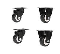 1.5 Inch Black Swivel Flat Casters Sofa Trolley Wheels Load-Bearing 50kg Furniture PU Castors 4Pcs Casters(2a2b)