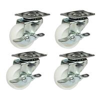 1.5 Inch Light Series -White Nylon Small Furniture Caster Wheel Without Bearing for Coffee Desk Small Cupboard 2Pcs Casters