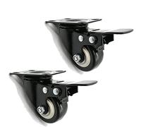 1.5 Inch PU Casters Wheels with Brake Mute Furniture/Trolleys Wheel Industrial Hardware 2Pcs Casters