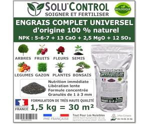 1,5 k d'ENGRAIS COMPLET universel et équilibré - SoluControl - UAB - Utilisable en Agriculture BIOLOGIQUE