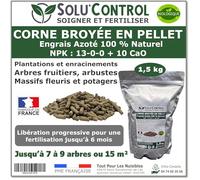 1,5 kg de Corne Broyée en Pellet SoluControl - Formulation haute qualité Organo-Minerale - Engrais Azoté 100% Naturel- Utilisable en Agricultre Biologique