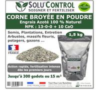1,5 kg de Corne Broyée en Poudre SoluControl - Formulation haute qualité Organo-Minerale - Engrais Azoté 100% Naturel- Utilisable en Agricultre Biologique
