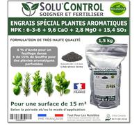 1,5 kg - Engrais Spécial Plantes Aromatiques NPK 6-3-6 - Favorise un feuillage dense, intensément parfumé et vigoureux - Utilisable en Agriculture Biologique (UAB) - Fabriqué en France