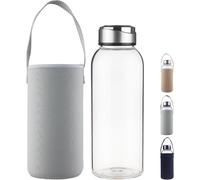 1.5 Litre Glass Water Bottle-1500 Ml Bpa-Free Borosilicate Glass Water Bottle With Leak-Proof Cap And Neoprene Protective Case