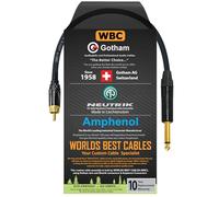 1,5 m - Câble TS vers RCA - Gotham GAC-1 Ultra Pro Low Capacitance Instrument Cable & Neutrik NP2X-B & Amphenol ACPL-CBK Gold Plugs - Fabriqué sur mesure par Worlds Best Cables