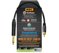 1,5 m - Câble TS vers RCA - Gotham GAC-4/1 (noir) Star-Quad Audio Interconnect Cable & Neutrik NP2X-B & Amphenol ACPL-CBK Gold Plugs - Fabriqué sur mesure par Worlds Best Cables