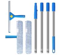 1.5 m Raclette à Vitres avec Télescopique Manche,35 cm raclette à vitres et 38 cm Brosse en Microfibre,RacletteVitre Professionnel, adapté Nettoyeur Vitre de Voiture,des douches,des Portes vitrées