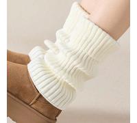 1/5 paire de jambières pour femmes, chaussettes tricotées blanches pour les mollets, convenant à l'automne/hiver. Jambières épaisses en tricot pour femmes, chaudes, avec un bord étanche, douces et cha