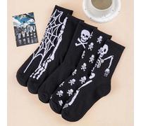 1/5 paires de bas de style gothique avec imprimé crâne et toile d'araignée d'Halloween, convient pour les fêtes d'Halloween, le port quotidien dans la rue, peut être utilisé comme cadeau de vacances 3