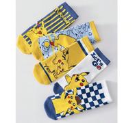 1/5 paires de chaussettes à carreaux et rayures avec personnages de dessins animés Pokémon, printemps/été 4-7Y,8-12Y,2-3YCartoonÉtoffe