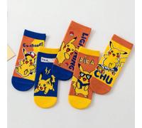1/5 paires de chaussettes confortables et polyvalentes avec motif mignon de Pikachu, personnage de dessin animé Pokémon 4-7Y,8-12Y,1-3YgraphiqueÉtoffe