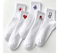 1/5 paires de chaussettes courtes thème infirmière pour femmes - convient aux médecins, assistants dentaires, chaussettes multicolores pour personnel médical avec motif ECG infirmière, chaussettes bas