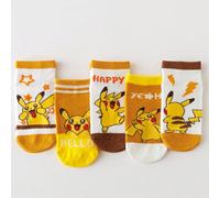 1/5 paires de chaussettes mignonnes de dessin animé Pokémon Pikachu, thème électricité, printemps/été 4-7Y,8-12Y,2-3YPlantesÉtoffe