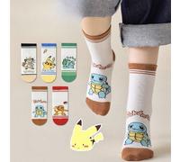 1/5 paires de chaussettes thématiques personnages Pokémon pour enfants, convenant pour toutes les saisons 4-7Y,8-12Y,2-3YCartoonÉtoffe
