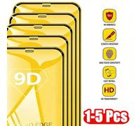 1-5 pièces Verre Trempé 9D pour Écran iPhone 17 Pro Max, Air 16 Pro, 16 Plus, 16e, 15, 18, 14, 13, 12 mini, 11, X, XR, Xs Max, 6, 7, SE - Protection d'Écran