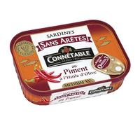 1/5 SARDINES SANS ARÊTES AU PIMENT À L'HUILE D'OLIVE VIÈRGE EXTRA 140G, CONNETABLE, LOT DE 4