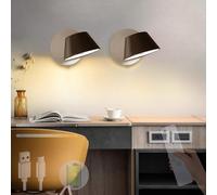 1,5 W Moderne LED-Mini-Wandleuchte mit Fernbedienung, Nachttisch-Wandlampe, 2700 K - 6500 K, dimmbare Wandleuchte, wiederaufladbares USB-Leselicht, Links und rechts, 350 ° + 90 ° verstellbar, für