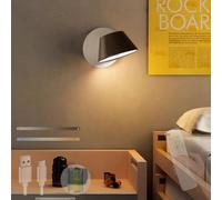 1,5 W Moderne LED-Mini-Wandleuchte mit Fernbedienung, Nachttisch-Wandlampe, 2700 K - 6500 K, dimmbare Wandleuchte, wiederaufladbares USB-Leselicht, Links und rechts, 350 ° + 90 ° verstellbar, für