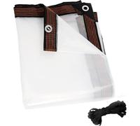 1.5 x 2.5 m Transparent Waterproof Tarpaulin with Eyelets Waterproof Fabric Tarpaulin Rain and Wind Protection for Outdoor Camping Balcony Garden Gazebo Greenhouse