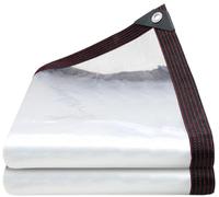 1.5 x 2 m Transparent Tarpaulin with Eyelets Waterproof Transparent Side Panels for Garden Furniture Plants Greenhouse Pet House Roof