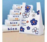 1/50/100 pièces Sacs fourre-tout en plastique durable avec motif floral "Ravi de vous rencontrer" - Épais, idéal pour un usage quotidien, les vacances, les fêtes, les courses, les cadeaux, le rangemen