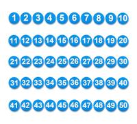 1-50 Chiffres Magnétiques, 2cm Aimants Numérotés Multi-Usages Aimants Ronds Effaçables à Sec pour Réfrigérateur Calendrier Tableau Blanc Maison Salle de ournitures de Bureau (Bleu)