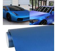 1.52*0.5m Imperméable PVC Tréfilage Chrome Broyé Vinyl Wrapping Sticker Automobile Ice Film Stickers Auto Styling Matte Crushed Car Wrap Vinyl Film (Blue)
