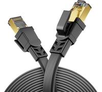 1.5m CAT8.1 Flat LAN Cable Network Cable Copper Conductor 40Gbps 2000MHz Gigabit Patch Cable Ethernet Cable RJ45 Connector DSL CAT.8 LAN Cable - Black