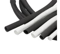 1/5M ID 1mm ~ 40 Mm Braided Fiberglass Chemical Glass Fiber Tube Sleeving(Black,5mm,5Meter)