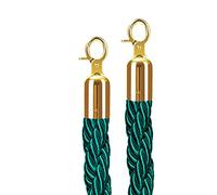 1.5m Lenght Divider Crowd Control Stanchion for Hotel Front Desk/Auto Show/Gallery/Bank Use,2 Pcs Twisted Stanchion Rope(Dark Green,Gold hook)