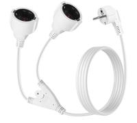 1,5m Rallonge avec 2 Prises Schuko, 16A 250V, Câble de rallonge avec Contact de Protection, rallonge de câble d'alimentation pour la Maison, Le Bureau, Le Magasin, Le Travail (Blanc)